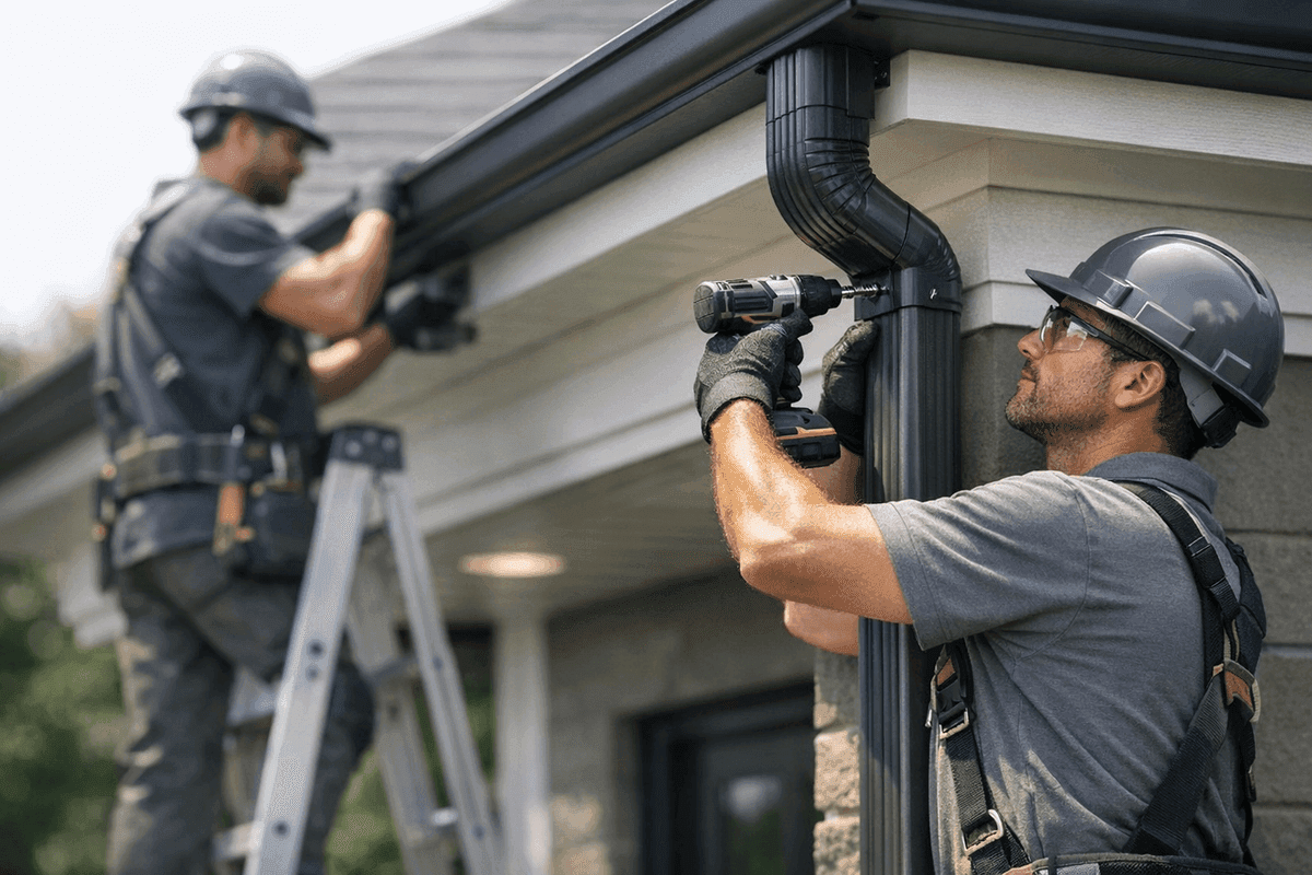 Downspout Installation service by Glenmore Roofing
